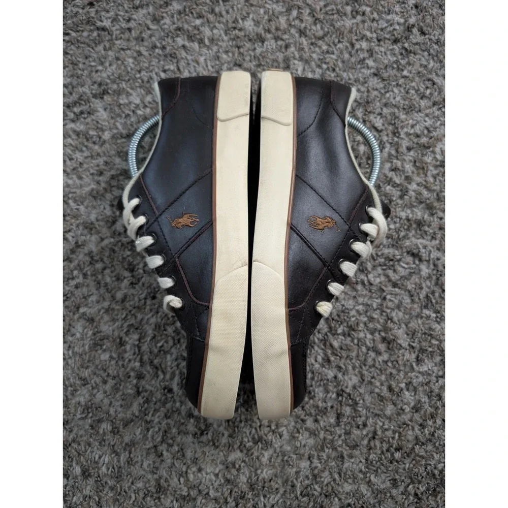 Polo Ralph Lauren Men's Size 9D Brown Leather Low Top Skate Sneakers Pony Logo